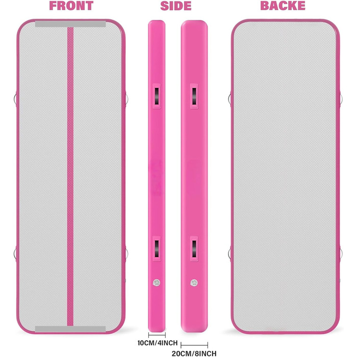 Надувний гімнастичний килимок Dwzdd Air Track 3/4/5/6м, рожевий 300x100x10см для дому, фітнесу, акробатики, дитячих тренувань