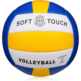 Волейбольні м'ячі Wuzfully Soft Touch для залу та пляжу, розмір 5 (синьо-жовто-білі)