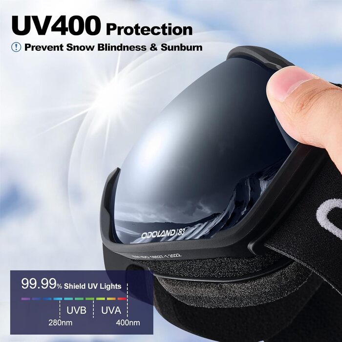 Одаленд Скі-маска для дорослих: сноуборд, лижі, захист від сонця, чорний, VLT 14%