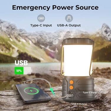 LED кемпінгові ліхтарі 2 шт., 5000mAh, перезаряджувані, водонепроникні, 3 кольори, для кемпінгу, намету, дому