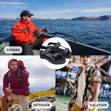 Чоловічі трекінгові сандалі SYKT для активного відпочинку та пляжу (чорно-синій, 40 EU)