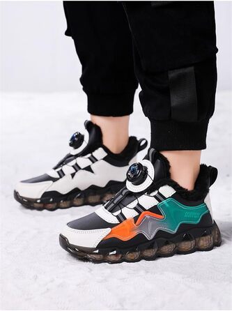 Дитячі зимові черевики Kinder для хлопчиків: неслизькі, трекінгові, теплі, зручні, бавовняні, для активного відпочинку та занять спортом (Помаранчеві, 32 EU)