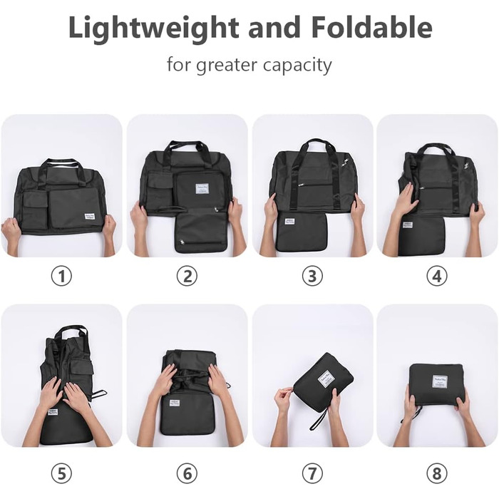 Складана дорожня сумка Flintronic 36L, велика водонепроникна сумка для подорожей, вікенду та спорту для чоловіків і жінок, сіра (з багажним біркою)
