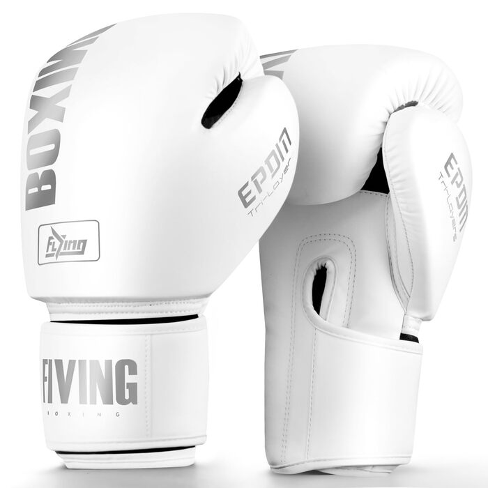 Боксерські рукавички Boxhandschuhe (унісекс), 12oz, для боксу, кікбоксингу, MMA, тайського боксу, спарингу - біло-сірі