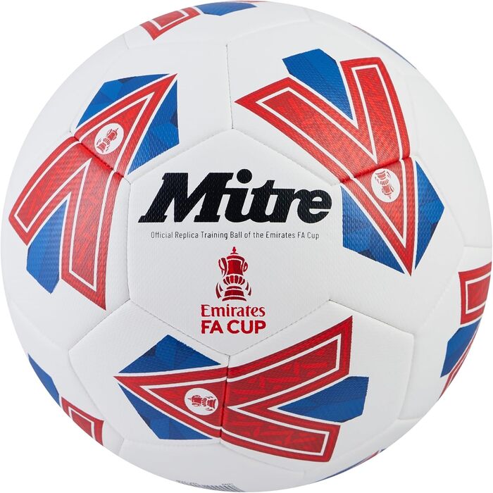 М'яч футбольний Mitre Training FA Cup - тренувальний, міцний, білий/синій/червоний