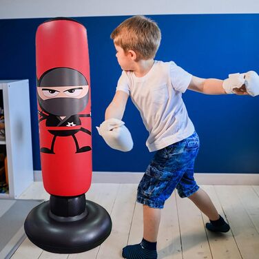 Боксерський мішок для дітей Karate 65 см зі стійкою для тренувань, червоний