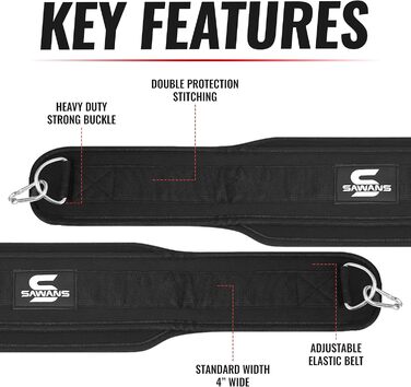 Пояс для підтягувань з неопреновою підтримкою спини - сталева ланцюг для важкої атлетики, бодібілдингу, пауерліфтингу, тренувань у спортзалі, чорний, універсальний розмір