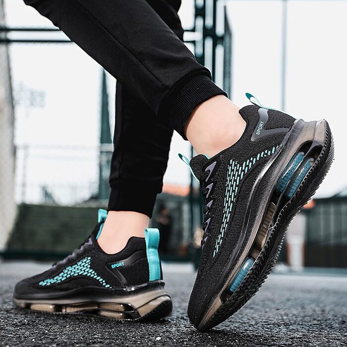 Кросівки чоловічі Hitmars з повітряною подушкою, розмір 39-48 (сітка, чорний/зелений)