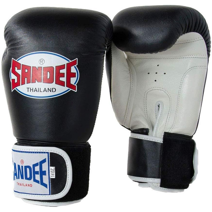 Боксерські рукавички Sandee для Муай Тай, шкіряні, чорні, 14oz, для дорослих