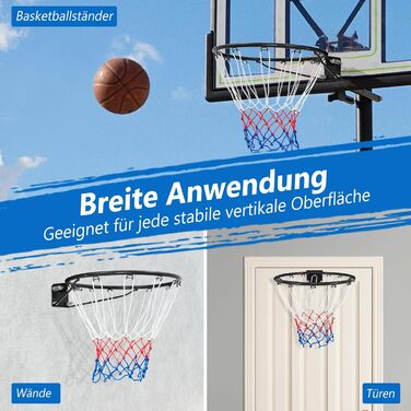 Баскетбольне кільце Gymax Ø45/37 см з сіткою та кріпленням для вулиці/залу, чорне