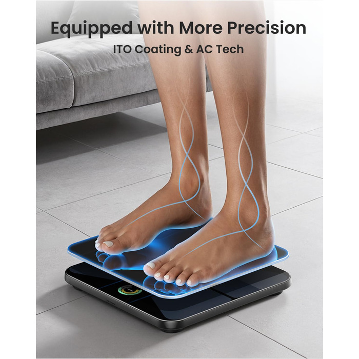 Інтелектуальна вага RENPHO з BMI та аналізом складу тіла: жир, м'язова маса, 18 показників, Wi-Fi, Bluetooth, перезаряджувана, Elis Evo