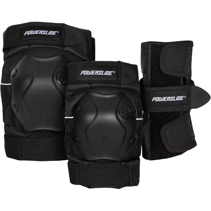Комплект захисту Powerslide Standard для чоловіків, чорний, XL — наколінники, налокітники, наладонники для роликів, скейтборду, самокату