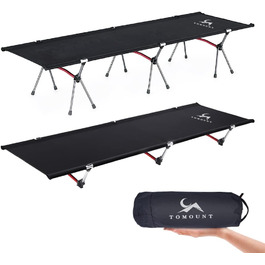 Легке туристичне ліжко TOMOUNT з алюмінієвого сплаву для кемпінгу, відпочинку на балконі, у саду, намету та подорожей на природі (чорне)