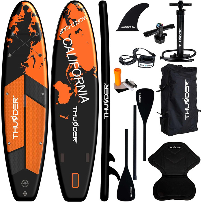 Надувна SUP-дошка THUNDER 320/365 см, зелена, з насосом, рюкзаком і регульованим веслом, протиковзкий PVC, заміна для каяка або понтона
