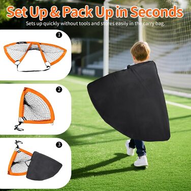 Дитячі футбольні ворота BELEEV для гри в саду та в приміщенні, 4x3/6x4 ft, з LED-підсвічуванням, портативні, складані, комплект з 2 шт., 120*90 см