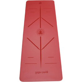 Йога-мат Yoga World Alignment, нековзкий TPE, екологічний, 183×66 см, для пілатесу та домашніх тренувань
