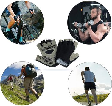 Рукавички для велосипеда для чоловіків та жінок: MTB, тренувальні, для шосе та гірського велосипеда, напівпальцеві, літні, чорний колір, розмір M