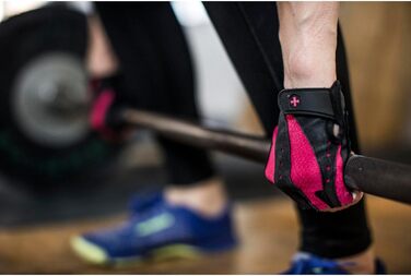 Рукавички для важкої атлетики Harbinger Dams Pro з вентильованою шкіряною долонею (пара), чорний/рожевий, розмір S (16,51 - 17,78 см)