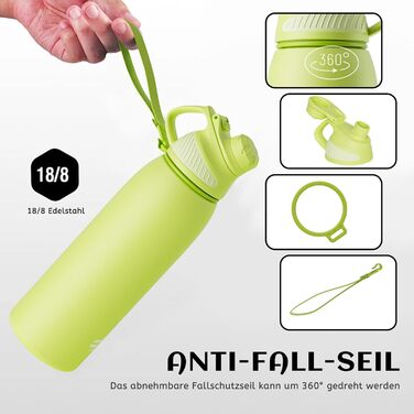 Термос Fjbottle з нержавіючої сталі для води та напоїв, спортивна пляшка з магнітною кришкою, об'єми 400/600/800/1000/1500 мл, без BPA, герметична, підходить для газованої води, для школи та фітнесу