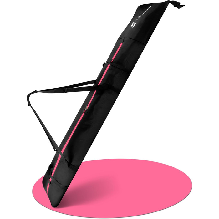 Чохол для лиж STYNGARD Helsinki, чорно-рожевий, 140-200 см, міцний матеріал, якісна фурнітура