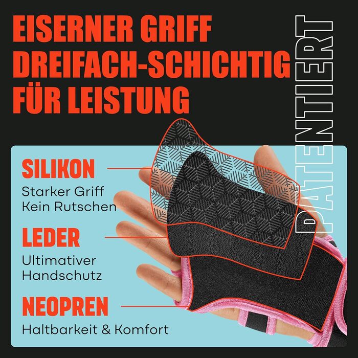Ваги рукавички Ava з підтримкою зап'ястя – тренувальні рукавички для тренувань, підтягувань, калістеніки та фітнесу – для чоловіків та жінок (Рожеві, M)