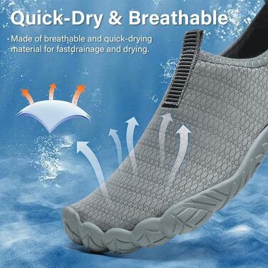 Чоловічі та жіночі аквашузи Ziitop для плавання, серфінгу, йоги. Швидка сушка, підошва з EVA, розмір 36-46 EU (41 EU, темно-сірий)