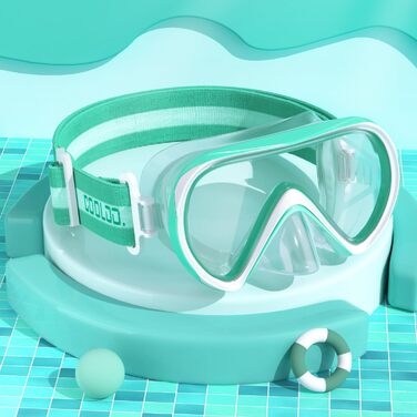 Дитячі маски для снорклінгу COOLOO з тканиновою стрічкою, маски для плавання для дітей з насадкою для носа для хлопчиків та дівчаток-підлітків, 【Патентовано】Маска для снорклінгу з панорамним оглядом 180° HD Anti Fog Anti Leak для дітей 4-16 років (2-Зелен