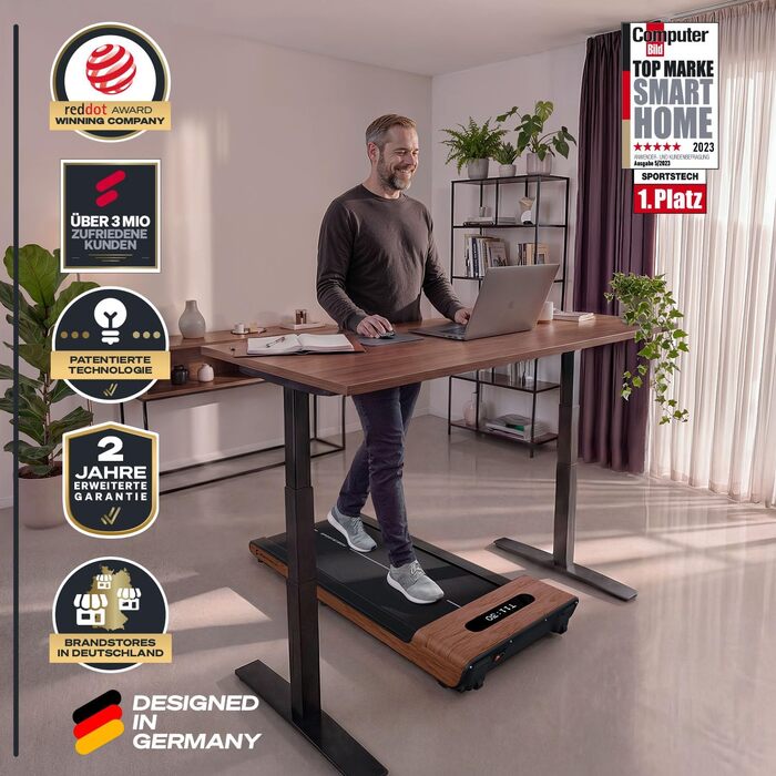 Складана бігова доріжка для ходьби Sportstech WoodPad Pro для дому та офісу, до 8 км/год, з лічильником кроків та підтримкою додатку, до 120 кг