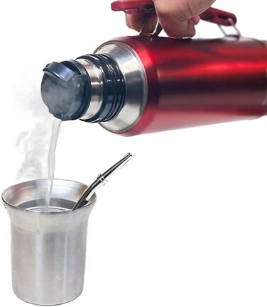 Аргентинський набір для мате All-in-One: термос, калабаса, бомбілья, Yerba Mate, червоний колір