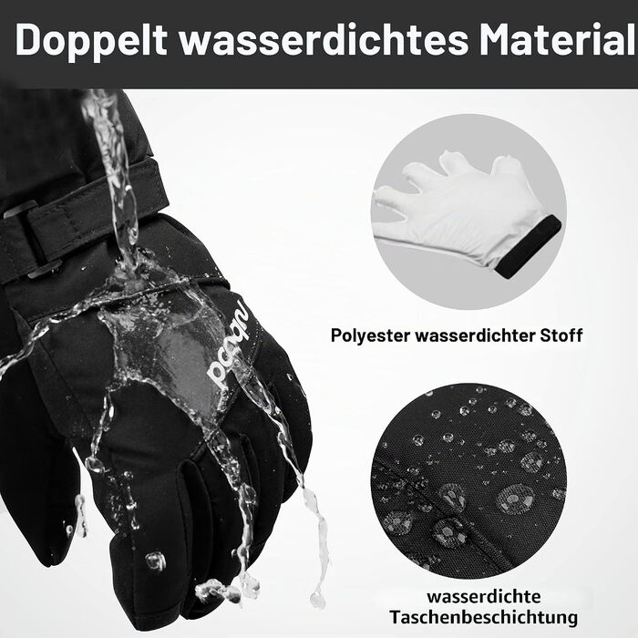 Дитячі зимові рукавички Arcweg для хлопчиків та дівчаток: водонепроникні рукавички для лиж, велосипеда та спорту, чорні, розмір S/M