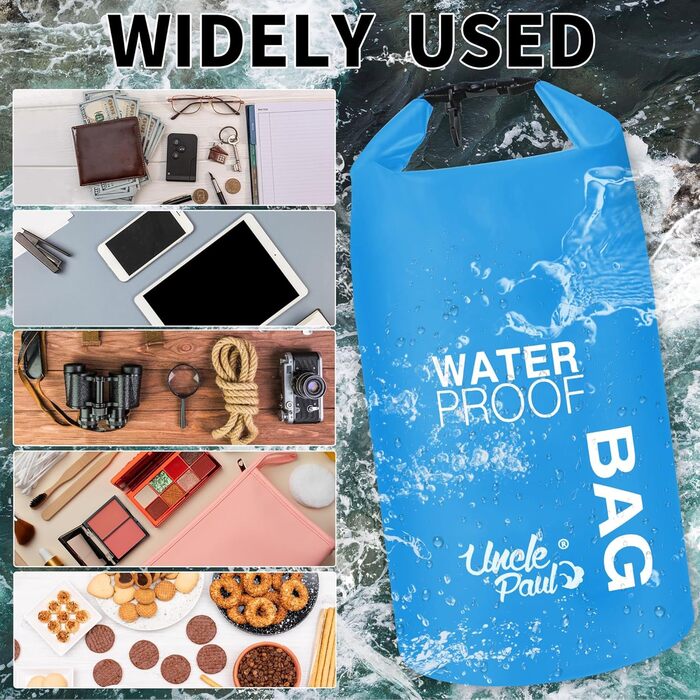 Водонепроникна сумка Uncle Paul 2L - водонепроникні мішки для каякінгу, риболовлі, сплаву, плавання, кемпінгу, каное, серфінгу (5 літрів, блакитний цян)