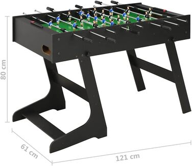 Складаний стіл для кікеру vidaXL 121x61x80 см, чорний