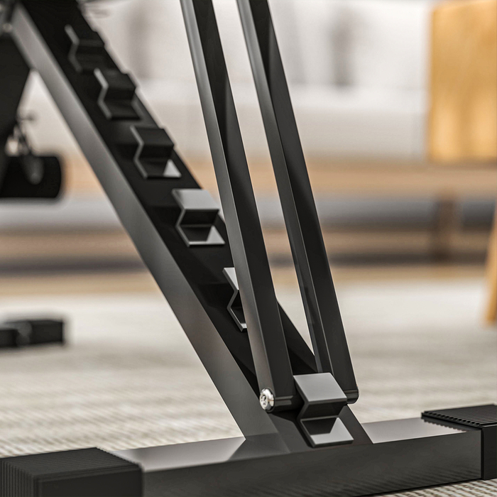 Спортивна лава SPORTNOW з регульованим нахилом спинки, 6 положень, 4 положення сидіння, металева, з м'яким покриттям, чорного кольору