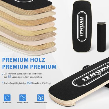 Балансборд Roller Holz Trainer: Дерев'яний балансборд для тренувань, чорний