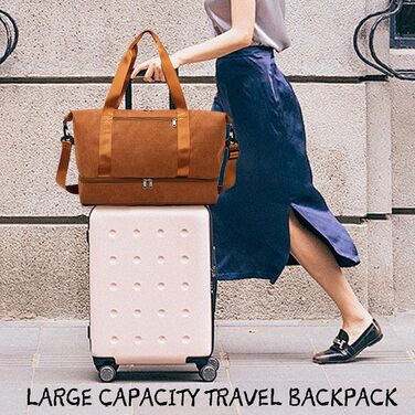 Спортивна сумка YOUYIKE для жінок та чоловіків 20-35Л з відділенням для взуття та вологих речей, дорожня сумка-вікендер для фітнесу, тренувань та подорожей (Коричнева)