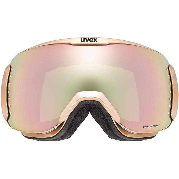 Лижна маска uvex dh 2100 WE Glamour для дорослих, хромована, захист від спотворень, контрастна лінза, розмір універсальний, рожево-зелена