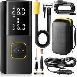 Електричний повітряний компресор Zune Lotoo 150PSI, 9000мАг, портативний насос для авто, мотоцикла, велосипеда, м'ячів з LED-дисплеєм та підсвіткою