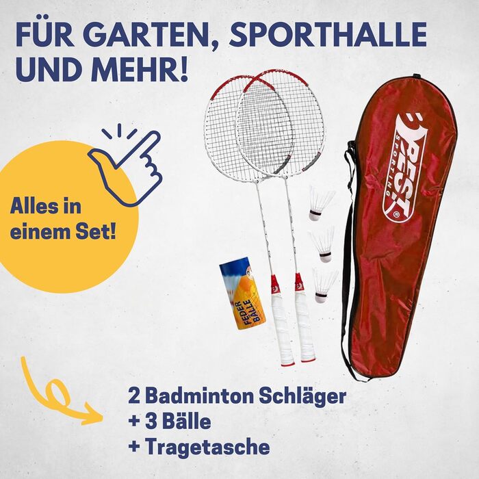 Набір для бадмінтона Best Sporting 260 XT – 2 ракетки, 3 м'ячики, сумка – для активного відпочинку