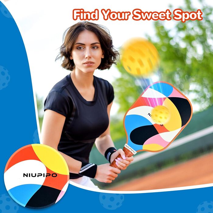 Набір ракет для піклболу Niupipo: 2 шт., скловолокно, поліпропілен, зручна ручка, легкі, сумка для перенесення