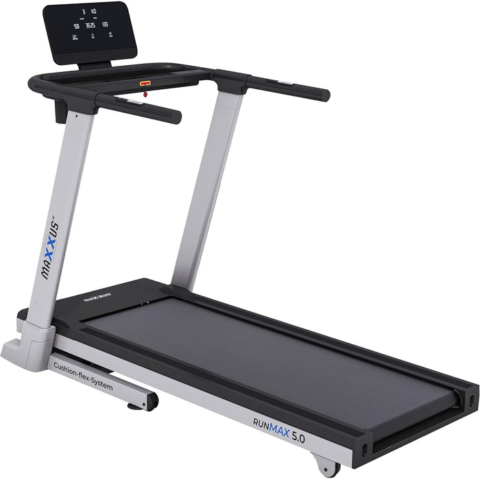 Бігова доріжка MAXXUS RunMaxx 5.0, електрична, 5 к.с., до 18 км/год, 36 програм, 16 рівнів нахилу, LCD-дисплей, зона бігу 140x49 см, пульсометр, тримач для планшета, складана, для дому