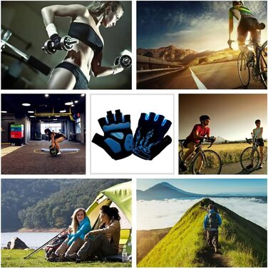 Велосипедні рукавички для чоловіків та жінок літні, для гірського велосипеда, шосе, піших прогулянок та альпінізму (блакитні, XL)
