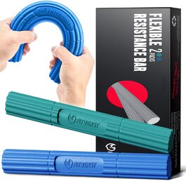FitBeast Flex Therapy Bar – Набір для терапії тенісного ліктя (2 шт., зелений/блакитний). Розвантажувальна палиця для покращення хвату та зняття болю при тендиніті