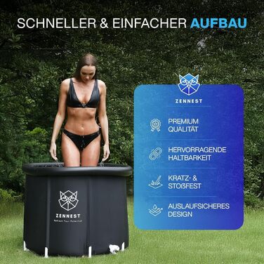 Тонна для холодотерапії Eistonne 90см – XL для дому та вулиці з 6-шаровою ізоляцією. Надувна ванна для холодотерапії для дорослих. Німецька інженерія.