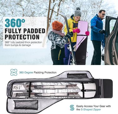 Водонепроникний сноуборд-баг для подорожей: сноуборд, черевики, одяг, шолом та спорядження (157-181 см), фіолетовий