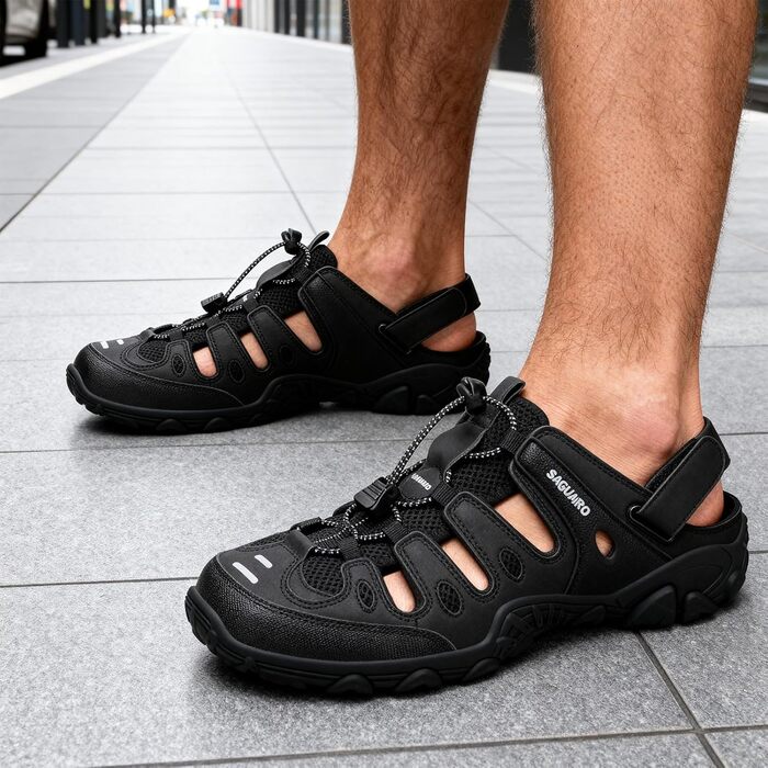 Сандалі SAGUARO чоловічі та жіночі зручні дихаючі для активного відпочинку, спорту, трекінгу та піших прогулянок 43 EU чорні