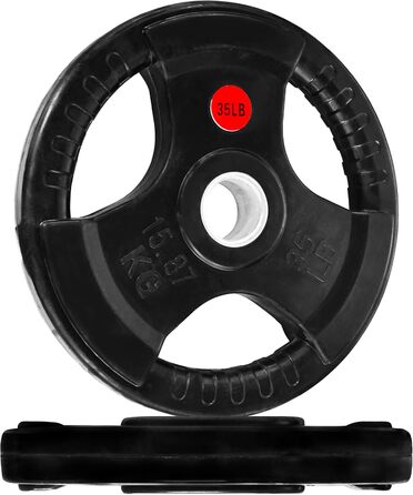 Олімпійські диски для штанги Signature Fitness, чавунні, з гумовим покриттям, 15,9 кг, 5,1 см, для силових тренувань та важкої атлетики, пара