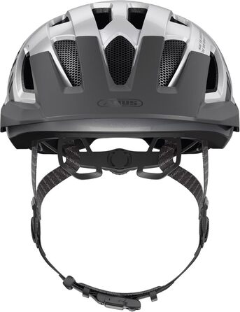 ABUS Stadthelm Urban-I 3.0 ACE: спортивний шолом для велосипеда з LED-ліхтариком, подовженим козирком та магнітною застібкою, для жінок та чоловіків, сріблястий (gleam silver), L (56-61 см)
