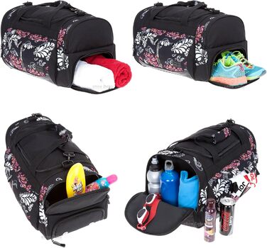 Спортивна сумка ALESSANDRO ELEPHANT Mate 55 см, 45 л, чорний з білим орнаментом, для фітнесу та подорожей