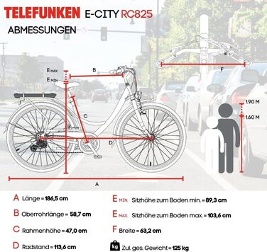 Електровелосипед TELEFUNKEN RC825 28'' для жінок і чоловіків, міський, 250 Вт, 468 Вт·год, 7 швидкостей, запас ходу 100 км, передній мотор, літій-іонний акумулятор, дорожній сертифікат