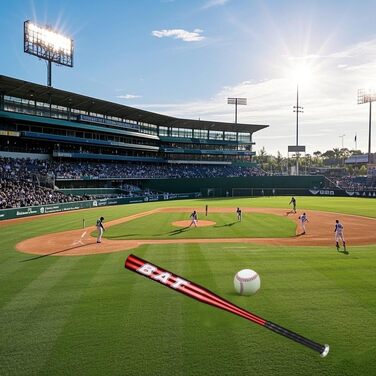 Бейсбольна бита 82 см (32 дюйми), алюмінієва з неслизькою ручкою, для самозахисту та бейсболу (червона)